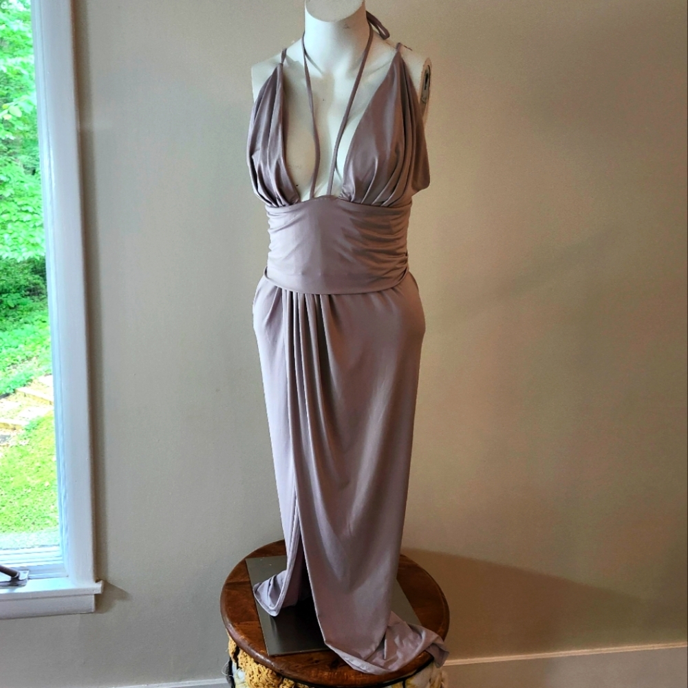 House of London Sz L High Slit Dress